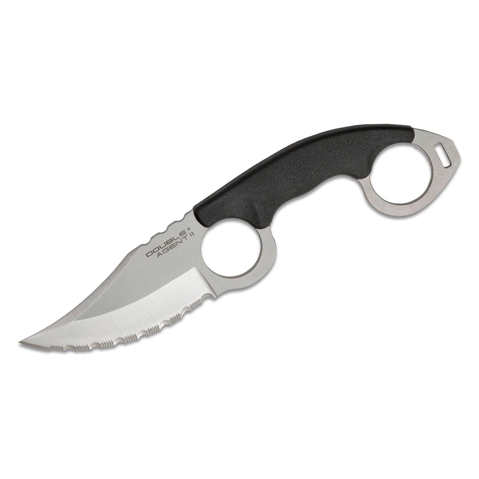 Cold Steel Double Agent II Serrated Edge Durable Lightweight Japanese AUS8A Steel Clip Point Shape 3" Fixed Blade Tactical Outdoor Hunting Knife, Griv-Ex Handle, Secure-Ex Sheath - Image 3